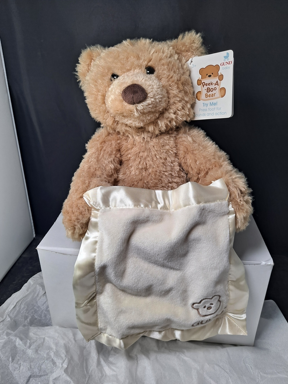 GUND Peek-A-Boo Brown Bear with Cream Lovey (Purchased Around 2010)